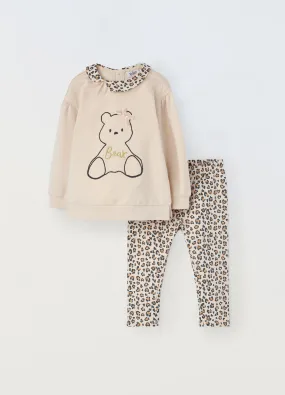 BLUKIDS  Jogging set in felpa di cotone stretch neonata