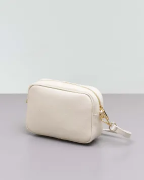 Cross bag bianca in pelle effetto martellato