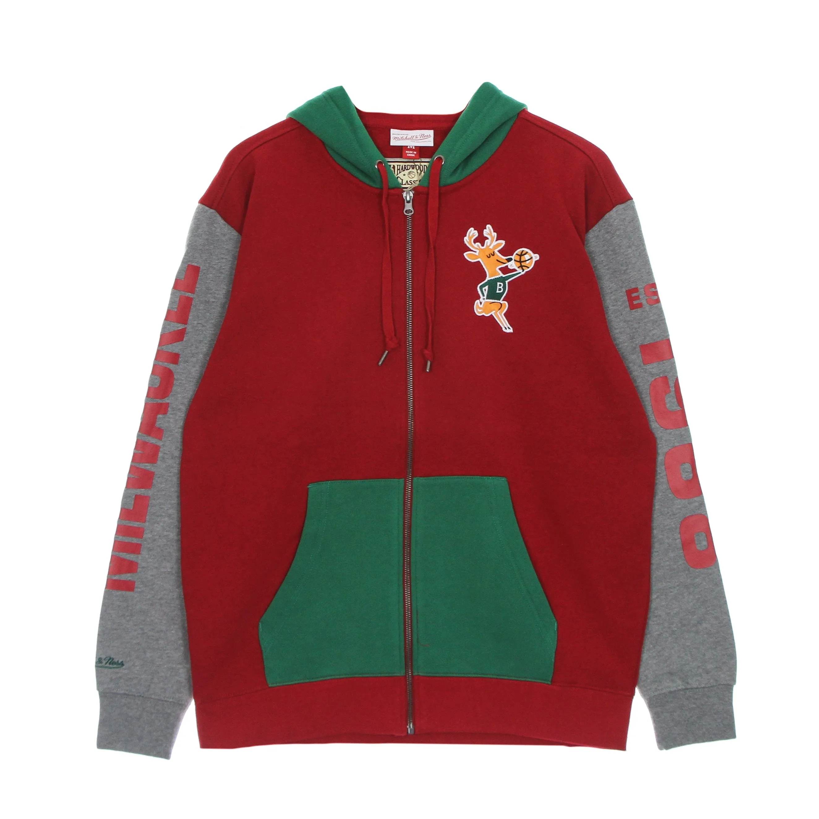 Felpa Cappuccio Zip Uomo Nba Full Zip Fleece Hardwood Classics Milbuc Scarlet