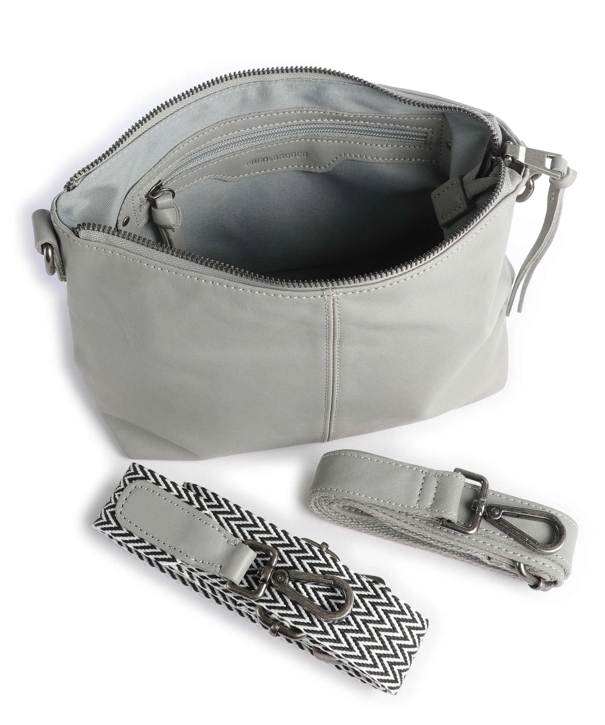  FredsBruder Jerren Borsa a tracolla pelle a grana fine grigio  