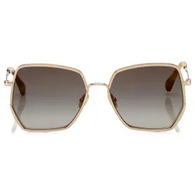 Jimmy Choo - Aline - Occhiali da Sole Quadrati con Specchio Oro Sfumato Grigio - Jimmy Choo Eyewear