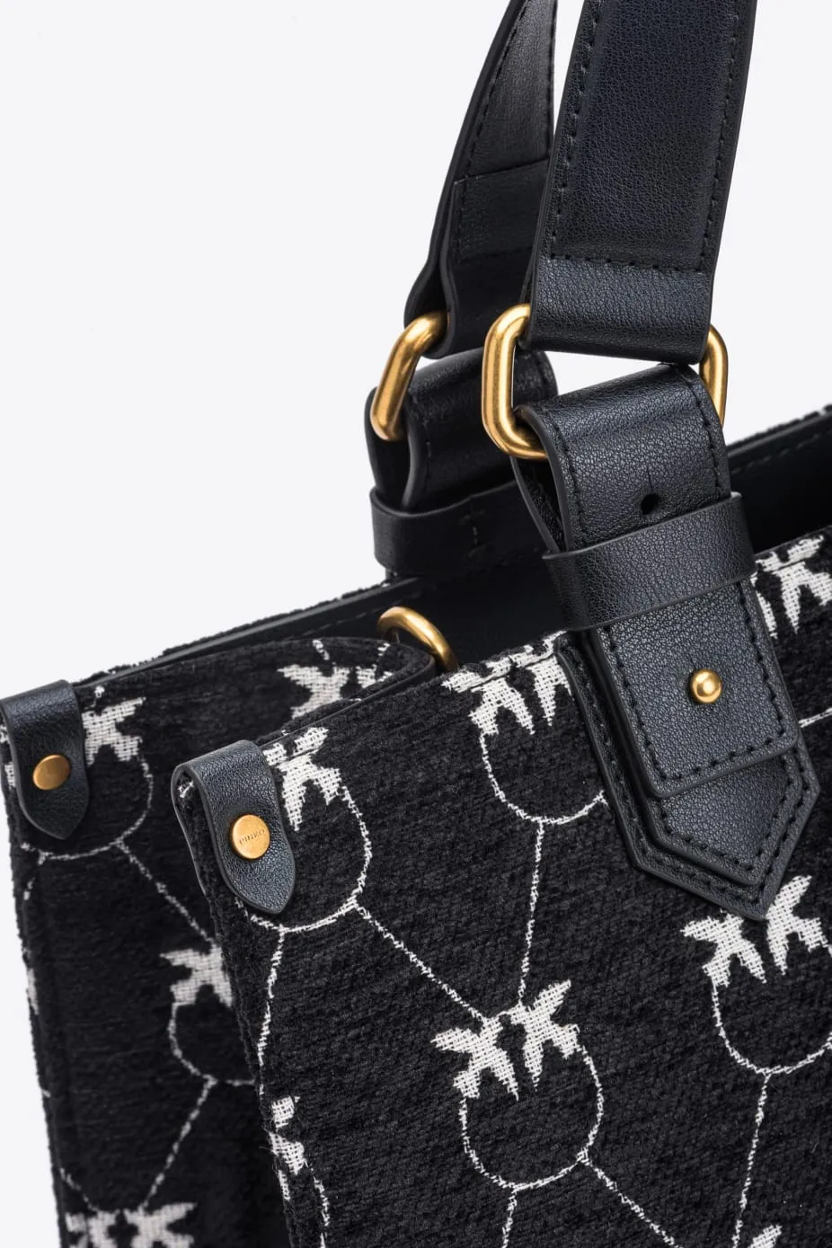 Shopper Bag with Jacquard Monogram / Black