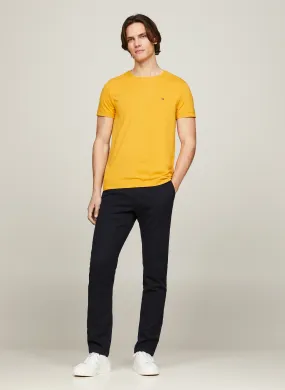  TOMMY HILFIGER   T-shirt scollo tondo slim fit in cotone bio | Giallo